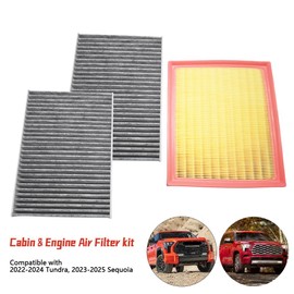 Upgraded Air Filter & Cabin Air Filter Kit Fit for Toyota Tundra 2022 2023 2024 Sequoia 2023 2024 Replace 17801-F4010 87139-0C010 CA12963 WA11653