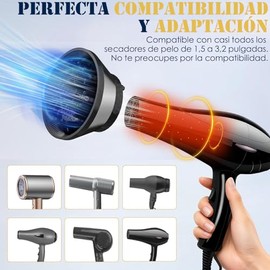 Difusor para Cabello Rizado, Difusor de Secadora Compatible con Secadores de Pelo con Boquillas de 1,5 a 3,22 Pulgadas, Difusor Secadora Plegable para Reduce Encrespamiento y Realza los Rizos