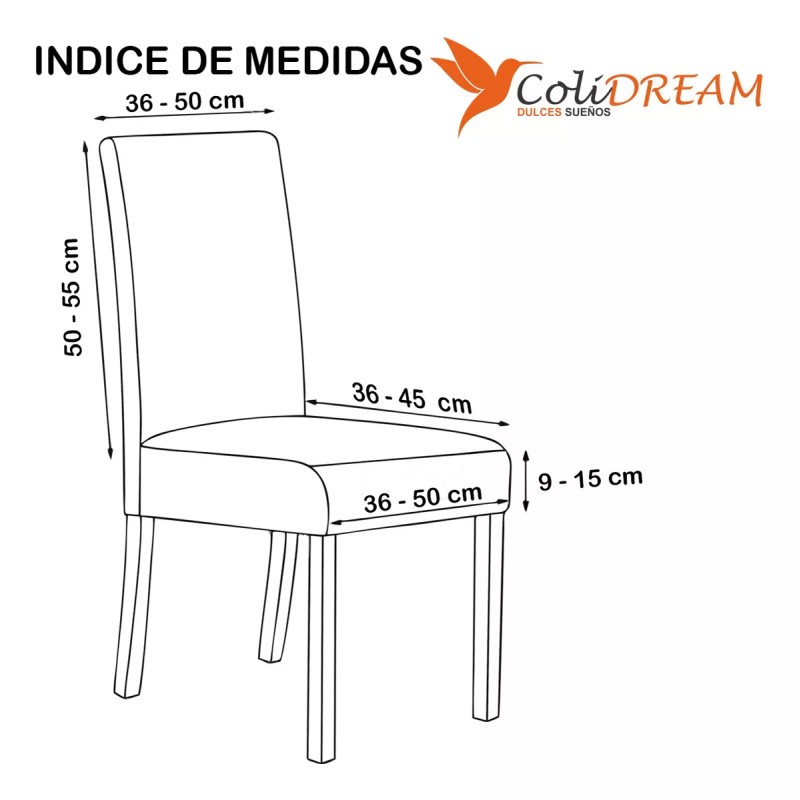 ColiDream 4 Fundas Elástica Cubre Silla Comedor Strech Ajustable Color