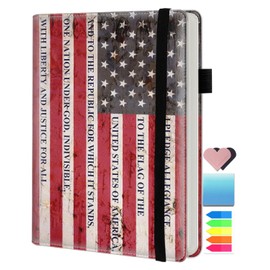 Lined Journal Notebook , Hardcover Leather Journal,A5 Ruled Notebook for Work & Note Taking, Perfect for Office School Home Supplies for Women & Men for writing , American Flag Pledge of Allegiance