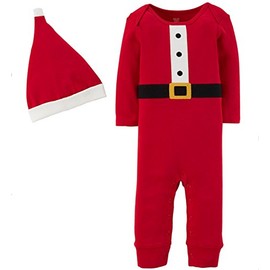 Carter's Just One you Baby 2pc Santa Coverall and Hat Set Red (nb)