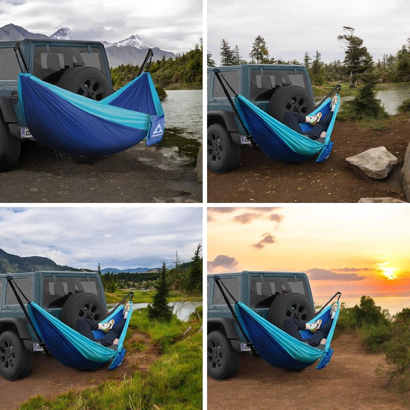 CROSSHIP Hitch Mount Hammock Stand - Includes Parachute Nylon Hammock
