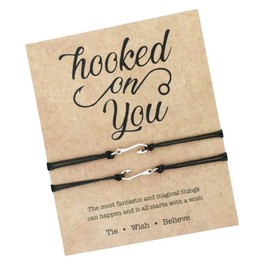 Hooked On You Card, Matching Fish Hook Wish Bracelets (Black) Miss Fit Boutique