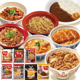 Sukiya Nakau Food Comparison Set, 7 Types, 19 Meals (Beef Bowl, Char Grilled Yakitori Bowl, Beef Kalbi Rice Bowl, Yokohama Curry, Ginger Grilled Pork, Katsudon, Oyakodon)