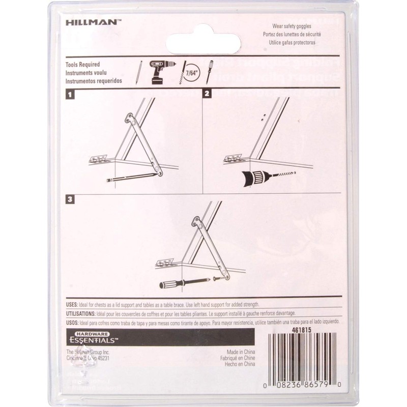 Hardware Essentials 851581 Folding Support Right Side Brass