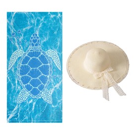 IAXIC Microfiber Beach Towel Oversized and Sun Hats Set in Large Big Pool Towels Camping Swim Clearance Soft Towels Travel Essentials Accessories Quick Dry for Woman Man Friend Family