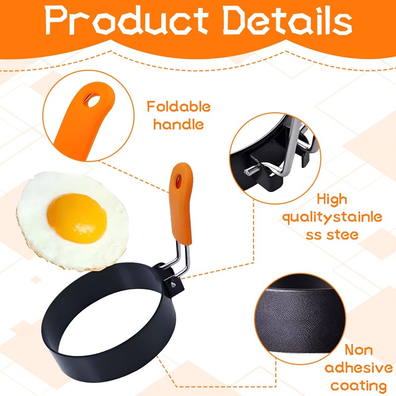 pcsfoe Pack of 2 Fried Egg Moulds, Fried Egg Moulds