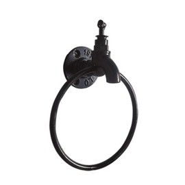 kxnps Towel Ring Vintage Industrial Style Towel Ring Rustic Pipe Hand Towel Holder Wall Mounted Hand Towel Rack for Bathroom Black, 15cm/5.90inch