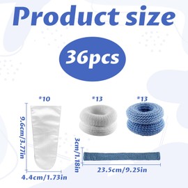 36 Pcs Finger Bandage Set - Cotton Finger Cots for Wounds,Sprains,Cuts,Finger Bandages Tubular for Thumb/Finger Guards,Finger Stall,for Kitchen,Gardening,Sports,Finger Protectors(White,Blue)