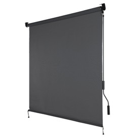 Aoodor 5% Openness Cordless Solar Fabric Roller Shade, 6'W x 8'H Sun Shade for Outdoor Gazebo Pergola Porch, 95% UV Protection