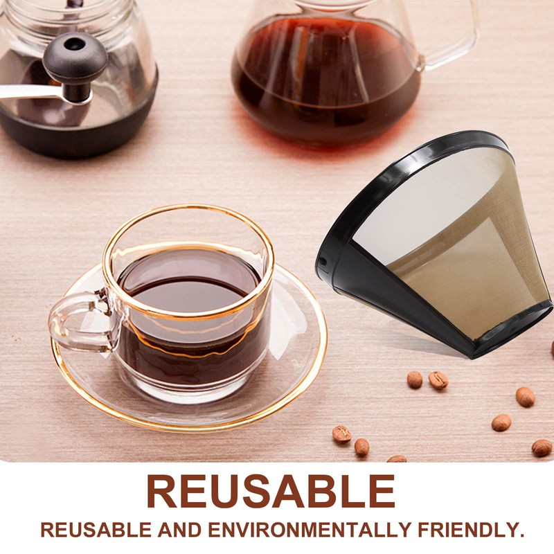 2 Pack Reusable Coffee Filter, 6-12 Cup Cone Coffee Filter