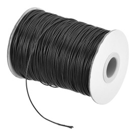 sourcing map Waxed Cord 0.8mm Waxed Polyester Cord 175 Yard Wax String for Bracelet Making,Necklaces, Beading,Jewelry Making and DIY Crafts(Black)