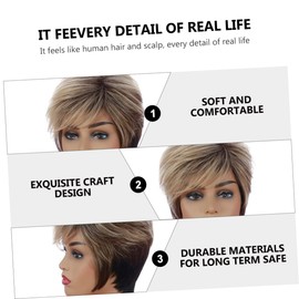 FOMIYES 3pcs Lace Front Wig Short Women Wig Side Bangs Tilted Bang Fringe for Party