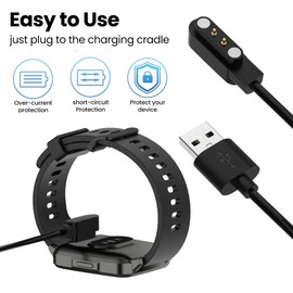 Replacement Charger Compatible with MorePro HM08/H56/HM18 Smart Watch Charger Cable Magnetic USB Charging Cable Cord for MorePro Watch Charger (Black&Black)