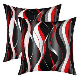 Loussiesd Geometric Throw Pillow Covers 20"x20" Set of 2 Soft Geometry White Red Black Grey Lines Cushion Covers for for Sofa Modern Abstract Art Decorative Pillowcases Outdoor Pillows Covers