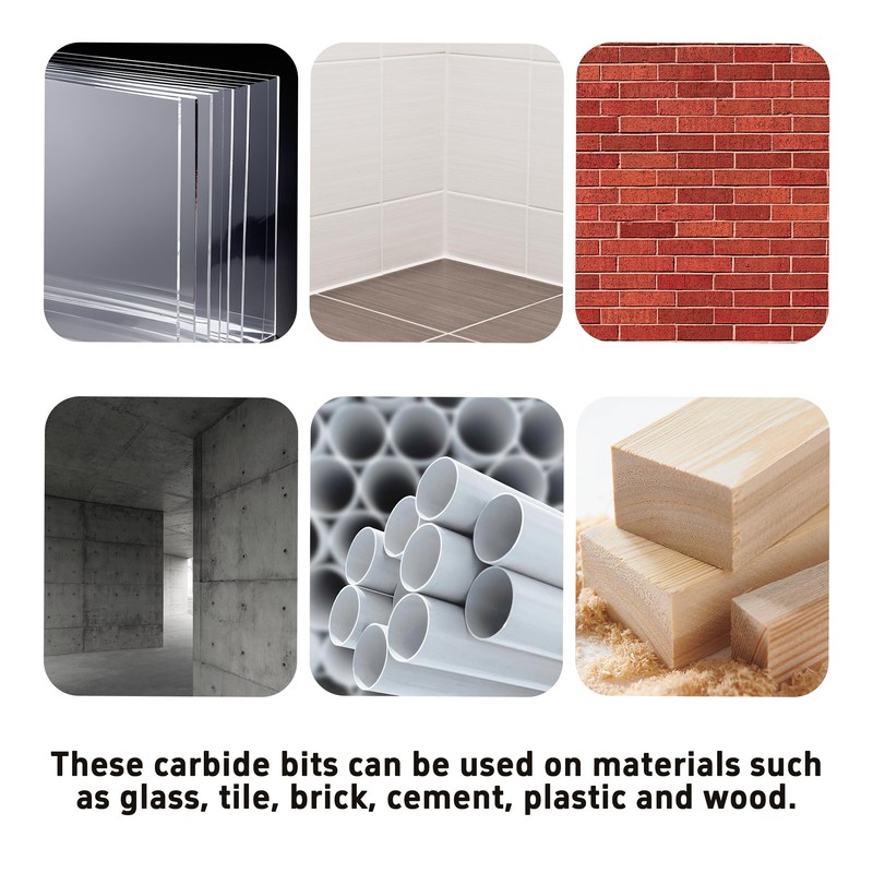 PDETVEO 5PCS 15/64" Solid Carbide Drill Bit Set, Masonry Drill