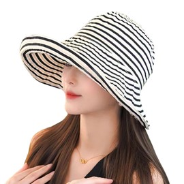 G-tiamo Women's Hat, Hat, Wide Brim, Sun Protection, Sun Protection, UV Protection, UV Protection, Stylish, Cute, Simple, stripes, Free size