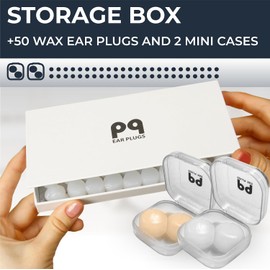 Peace&Quiet PQ Tapones de silicona PQ para dormir - 50 tapones de cera para dormir y nadar, suaves y para el agua, con cancelación de ruido de 32 dB (50 almohadillas)