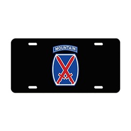 US Army Division - 10th Mountain SSI - Black Aluminum License Plate
