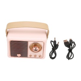 MUNEFE Retro Bluetooth Speaker, Portable Vintage Speaker, Mini Wireless Bluetooth Speaker Suitable for Home Outdoor Pink