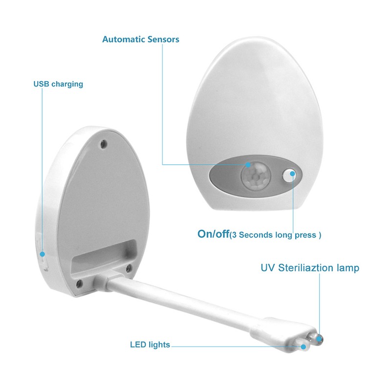 16 Color Bathroom Toilet Night Light UV Light USB Charging