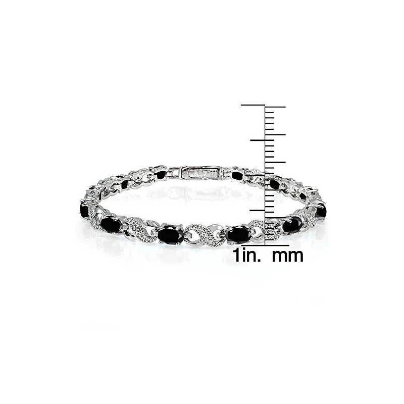 Ice Gems Sterling Silver Black Sapphire Accent Infinity Tennis Bracelet