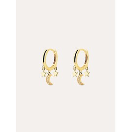 SINGULARU Midnight Sky Sterling Silver 18K Gold Plated or Rhodium Cubic Zirconia Congo Earrings for Women Jewelry, Yellow Gold, No Gemstone