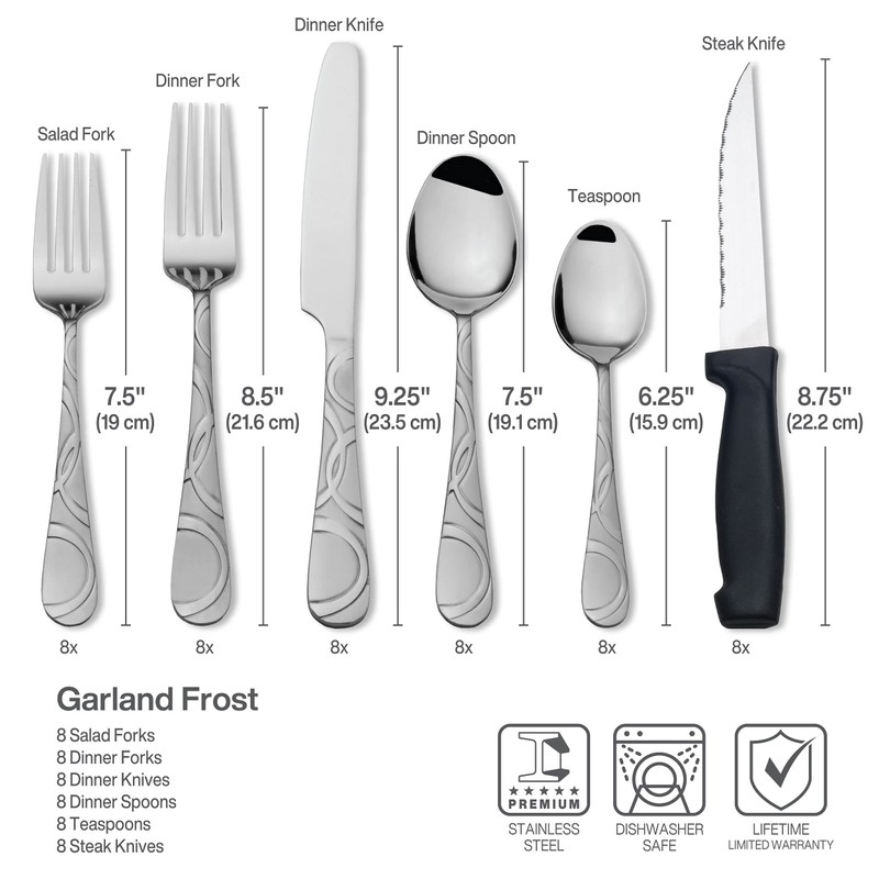 Pfaltzgraff Garland Frost 53-Piece Stainless Steel Flatware Serving Utensil Set