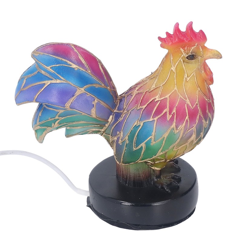 Stained Resin Rooster Table Lamp Night Light LED Animal Night