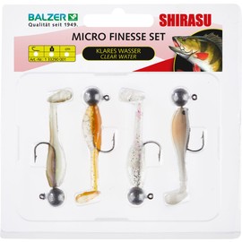 Balzer Shirasu Micro Bait Set Clear Water with Squid Aroma, 3g Jighead Hook Size 4