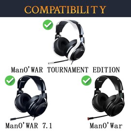 SOULWIT Kühlgel Ersatz Ersatzpolster Ohrpolster für Razer ManO'War, Man O' War 7.1, Man O War Tournament Edition Gaming-Headset,Polster mit hochdichtem