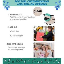 DolliBu Valais Blacknose Sheep Doctor Plush Toy - Super Soft Sheep Doctor Stuffed Animal Dress Up with Scrub Cap and Face Mask Outfit - Gift with Personalization - 8.5 Inch