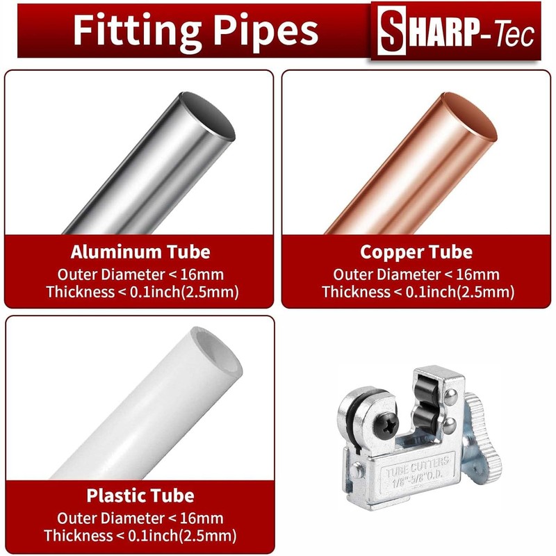 Sharp-tec 3-16mm Pipe Cutter, Adjustable Tube Cutter with Zinc Alloy