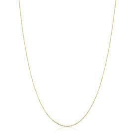 14k Yellow Gold Diamond Cut Cable Chain Necklace with Extender (0.6 mm, adjustable from 17 to 18 inch)