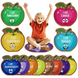 yueyaer 12 Pcs Kids Carpet Circle Seats,16" Kids Classroom Rug Floor Soft Cushions,Group Activity Teacher Educational Learning Playing Areas(Apples)