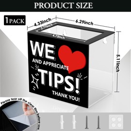 Tip Jar for Bartender Acrylic Tip Box for Money Suggestion Box Donation Jar Box 6 x 4 x 5 Inch Tip Jars Container Collection Box for Restaurant,Musicians,Driver,Bar