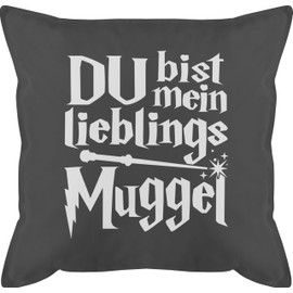 Cushion 50 x 50 cm – Statement – Du bist Mein Lieblingsmuggel White – 50 x 50 cm – Grey – Statements Cuddly Cushion Sayings Men's Cushion Cover with Filling Decorative Cushion Cushion Cuddly