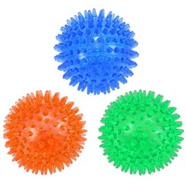 3-Pack 2.5" Squeaky Dog Toy Balls, Floating Dog Pool Ball, Tennis Ball Size, Dog Spiky Ball, Fetch Toys for Puppy, Dog Chew Toys for Boredom, for Small and Medium Dogs, by Petizer