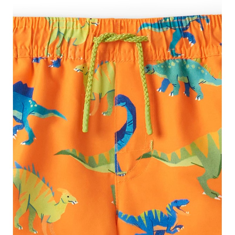 Hatley Kids Boys Swim Board Shorts, Colourblock Dino, 2 Years