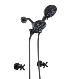 KAPHOME 2 Handle Shower Faucet Set With Handheld Shower Head,Dual 2 in 1 Shower Head System, Shower Combo Set with Handheld,2 Knobs Tub and Shower Trim Kit with Valve,Wall Mounted,Matte Black,2A3MK