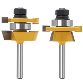 15° Bevel Tenon Joint Router Bit- Lock Miter & Woodworking Router Bits Set for Roundover, Rabbeting, Cabinet Doors, Rail & Stile, Tongue & Groove Joinery (Router Bit-1/4 Inch Shank-15° Angle)