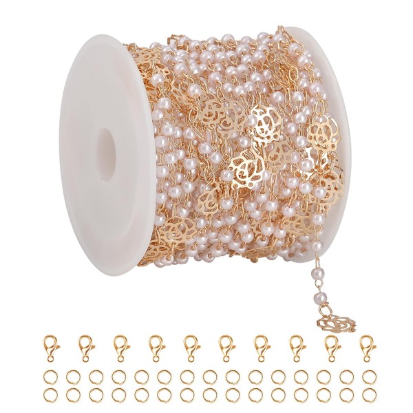 KYUNHOO 16.4 Feet 3MM Faux Pearl Bead Chain with Spool