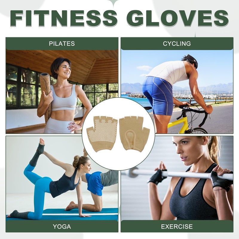 YELARXI Yoga Gloves, Non Slip Fingerless Pilates Gloves Breathable Exercise