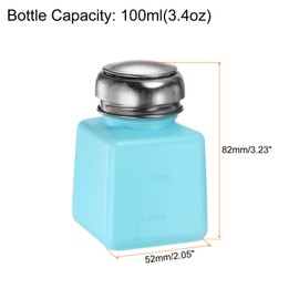 HARFINGTON 3pcs Solvent Alcohol Dispensers 100ml(3.4oz) Push Down Liquid Dispenser Pump Bottle with Sealing Stainless Steel Lid for Acetone Cleanser Polish Remover, Blue