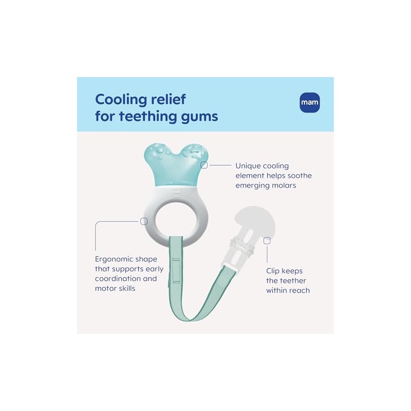 MAM Mini Cooler Teether with Clip, Girl, 2+ Months