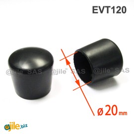 Ajile Round Rubber Foot Caps Black for Protection and Good Finishing of the Pipe with 20 mm External Tube – Pack of 16 – EVX120x16