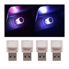 CGEAMDY Pack of 4 Mini USB LED Light Car Accessories, USB Free Installation Car Ambient Light, Free Installation Car Ambient Light, Car Accessories for Cars, SUVs, Trucks (Colourful)
