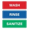Señal de lavado estándar SANITIZE (paquete de 3), rojo, azul,