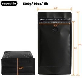 ZOOFOX 50 Pack 1 Lb Coffee Bags, Resealable Vented Bags for Small Business, Heat Seal Foil Packaging Zipper Pouches for Home or Store