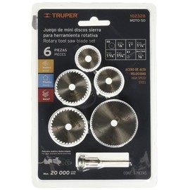 Truper MOTO-5D, Juego de 5 mini discos sierras para mototool